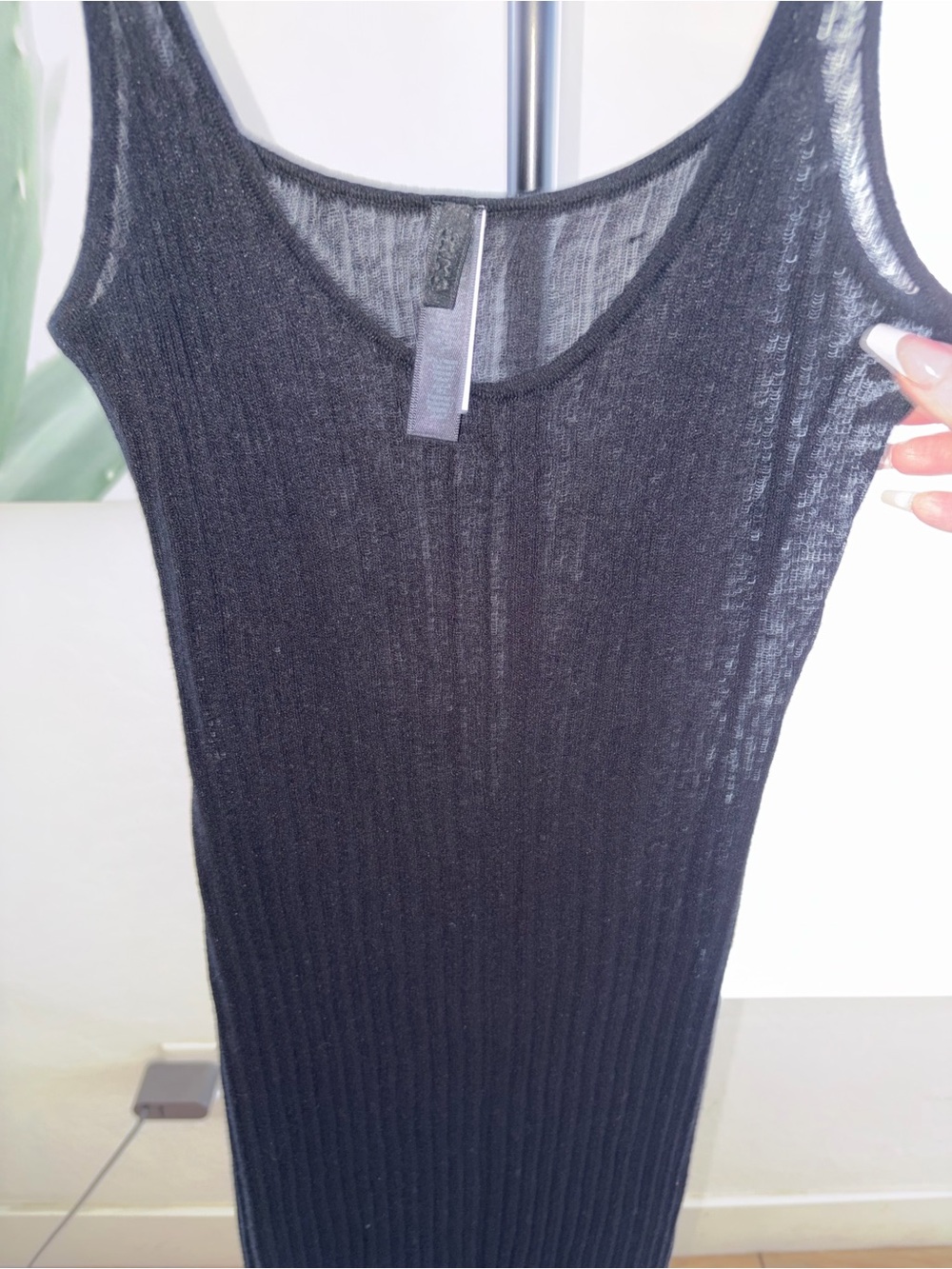 NWT Skims black Sheer Knit Midi/maxi depending on height dress size XL - Picture 7 of 14